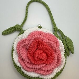 Handcrafted Cabbage Flower Crochet Mini Bag
